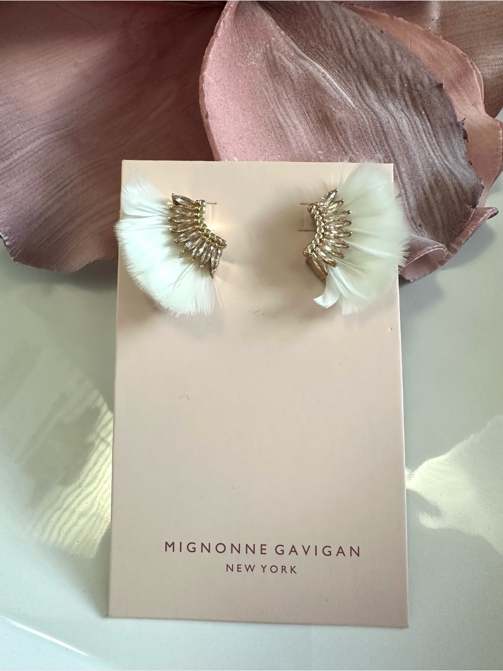 MIGNONNE GAVIGAN Mini Feather Madeline Earrings White